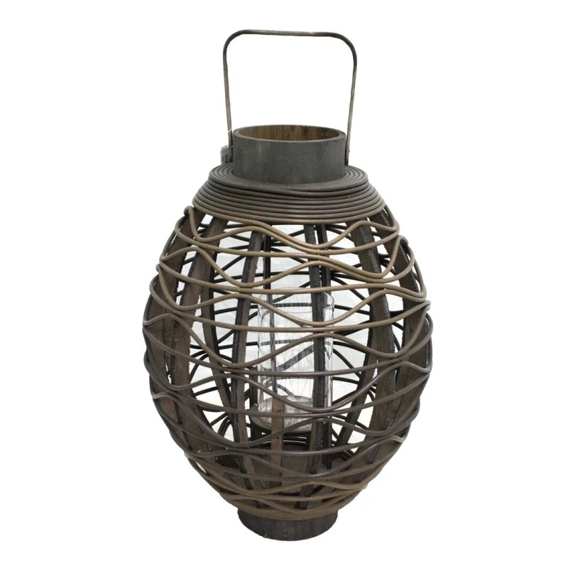 فانوس زجاجي وخشبي, باللون الأسود, 43 × 23 سم