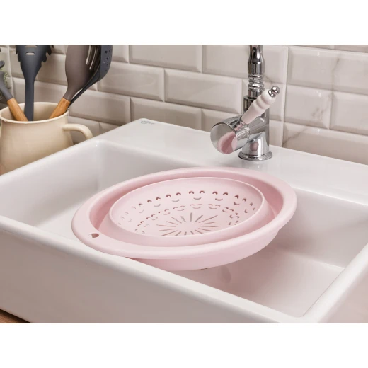 Madame Coco Quotidien Accordion Round Strainer, Light Rose Color - Madame COCO - Image 2