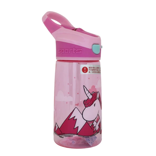 Sports Water Bottle With Straw Lid and Handle, Unicorn Design, 400 Ml Sports Water Bottle With Straw Lid and Handle, Unicorn Design, 400 Ml