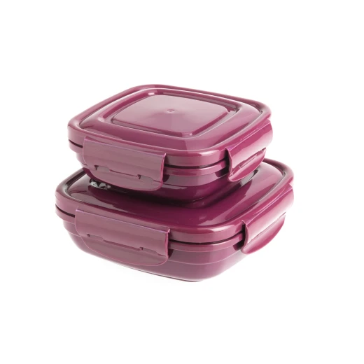 علبة تخزين مربعة الشكل، باللون البنفسجي، قطعتين، 600-350 مل من مدام كوكو علبة تخزين مربعة الشكل، باللون البنفسجي، قطعتين، 600-350 مل من مدام كوكو