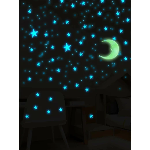 زينة باضاءة للحائط بتصميم النجوم و القمر, 103 قطعة - Image 3