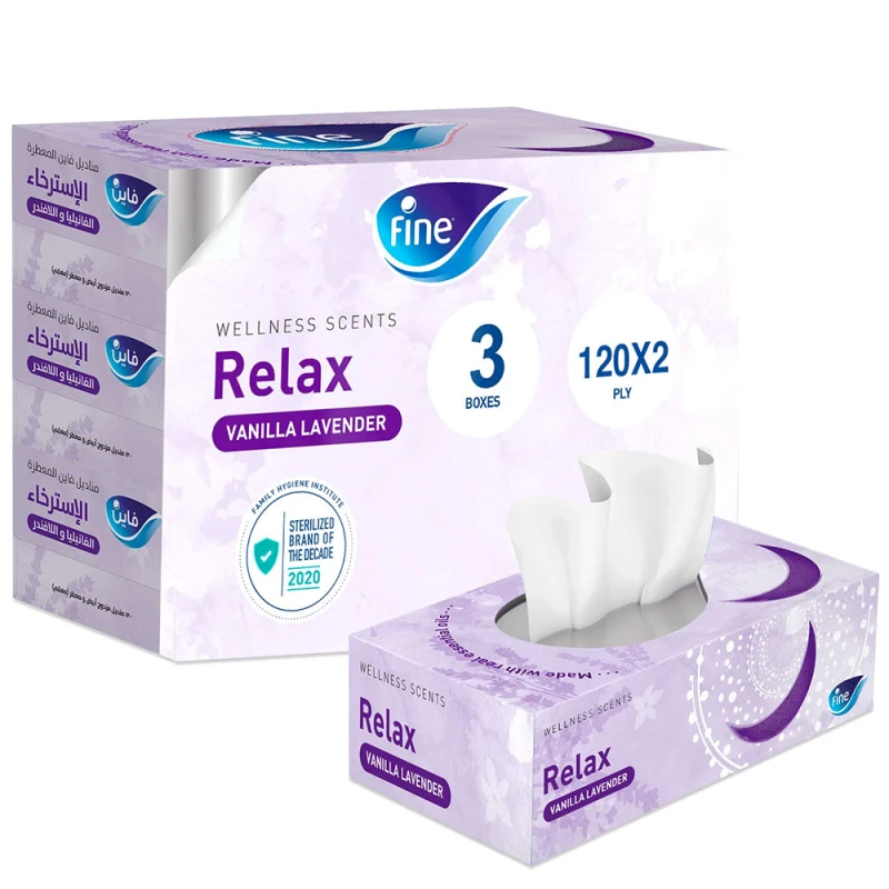 Fine Wellness Scents Facial Tissue, Carton of 120, 3 Packs - Fine