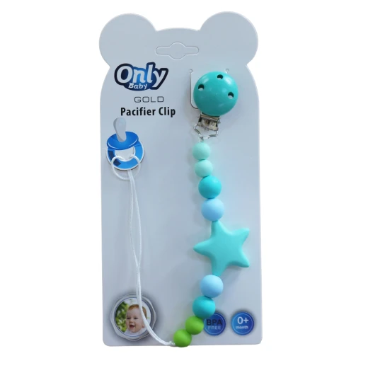 Only Baby Pacifier Clip, Star Shaped, Green Color Only Baby Pacifier Clip, Star Shaped, Green Color