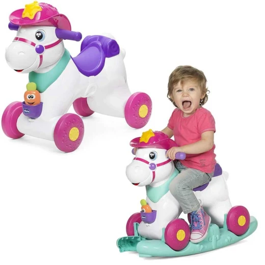 Chicco 3 In 1 Baby Miss Rodeo Ride On Kids Car, Pink Color - Chicco - Image 2