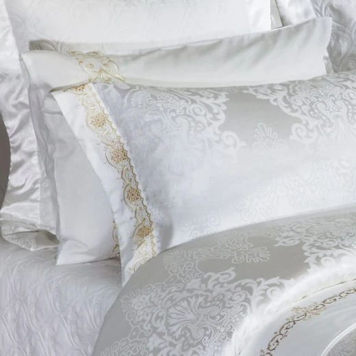Nova Home Luxury Silk And Cotton Bed Set  Ensemble, 12 Pieces, White Color, King Size - Nova Home - Image 6