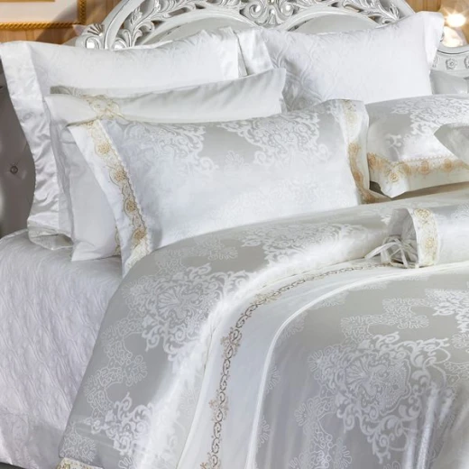 Nova Home Luxury Silk And Cotton Bed Set  Ensemble, 12 Pieces, White Color, King Size - Nova Home - Image 7