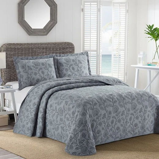 Nova home bed spread set, charlotte embroidered, grey color, king size Nova home bed spread set, charlotte embroidered, grey color, king size