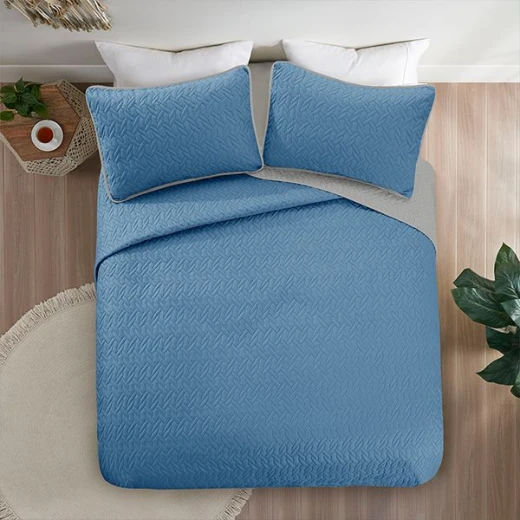 Nova home cross double face bedspread set, blue and silver color, twin size, 3 pieces - Nova Home - Image 9