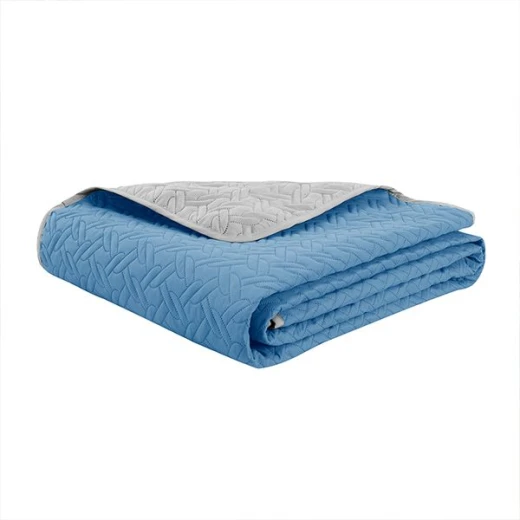 Nova home cross double face bedspread set, blue and silver color, twin size, 3 pieces - Nova Home - Image 8