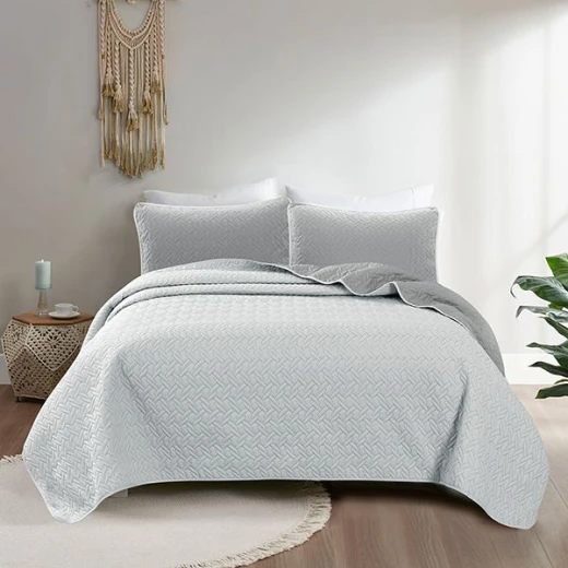 Nova home cross double face bedspread set, grey and silver color, twin size, 3 pieces - Nova Home - Image 7