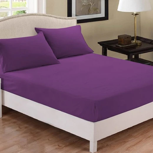 Fieldcrest Plain Fitted Sheet Set, Dark Purple Color, Twin Size