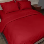 غطاء وجه لحاف بتصميم سادة, قطن, باللون الأحمر, حجم مفرد ونص من فيلدكريست - فيلدكريست