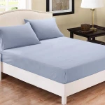 Fieldcrest plain fitted sheet set, cotton, blue color, king size, 3 pieces - Fieldcrest