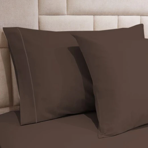 Fieldcrest plain fitted sheet set, cotton, dark brown color, king size, 3 pieces - Fieldcrest - Image 2