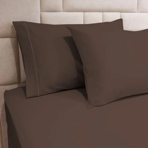 Fieldcrest plain fitted sheet set, cotton, dark brown color, king size, 3 pieces - Fieldcrest - Image 4