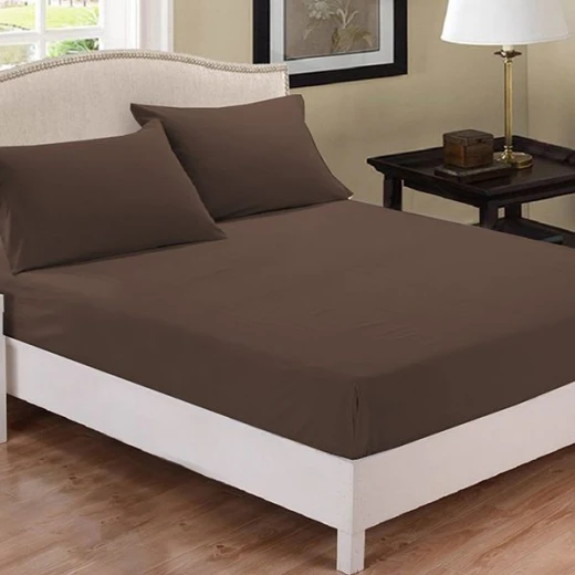 Fieldcrest plain fitted sheet set, cotton, dark brown color, king size, 3 pieces Fieldcrest plain fitted sheet set, cotton, dark brown color, king size, 3 pieces