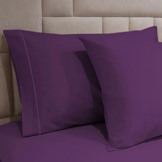 Fieldcrest plain fitted sheet set, cotton, dark purple color, king size, 3 pieces - Fieldcrest - Image 3