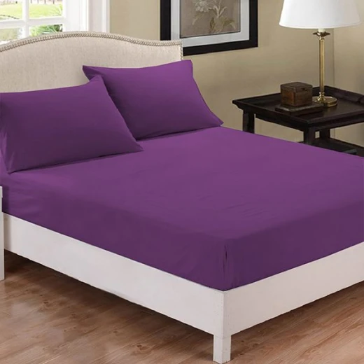 Fieldcrest plain fitted sheet set, cotton, dark purple color, king size, 3 pieces Fieldcrest plain fitted sheet set, cotton, dark purple color, king size, 3 pieces