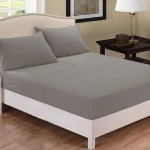 Fieldcrest plain fitted sheet set, cotton, grey color, king size, 3 pieces - Fieldcrest