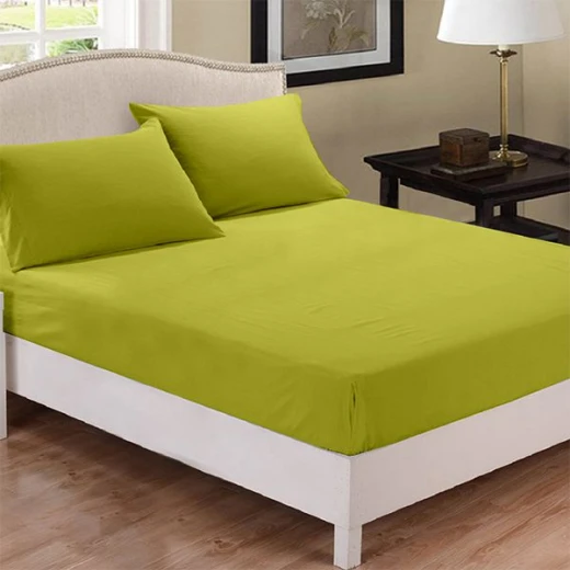 Fieldcrest plain fitted sheet set, cotton, pistache color, king size, 3 pieces Fieldcrest plain fitted sheet set, cotton, pistache color, king size, 3 pieces