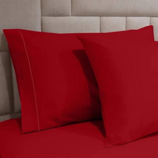 Fieldcrest plain fitted sheet set, cotton, red color, king size, 3 pieces - Fieldcrest - Image 2