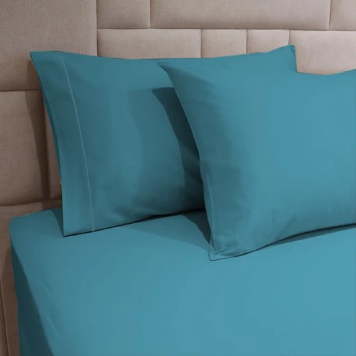 Fieldcrest Plain Fitted Sheet Set, Cotton, Turquoise Color, King Size, 3 Pieces - Fieldcrest - Image 4