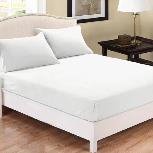 Fieldcrest plain fitted sheet set, cotton, white color, king size, 3 pieces Fieldcrest plain fitted sheet set, cotton, white color, king size, 3 pieces