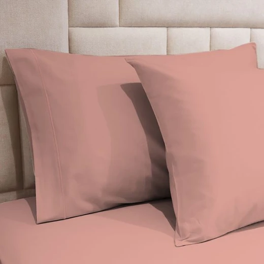 Fieldcrest plain fitted sheet set, cotton, old rose color, queen size, 3 pieces - Fieldcrest - Image 2