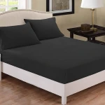 Fieldcrest plain fitted sheet set, black color, twin size - Fieldcrest