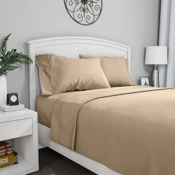 Fieldcrest plain flat sheet, cotton, canvas color, king size