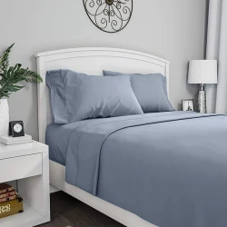 Fieldcrest plain flat sheet, cotton, blue color, twin size