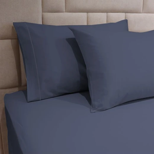 Fieldcrest plain pillowcase set, cotton, navy blue color, 2 pieces Fieldcrest plain pillowcase set, cotton, navy blue color, 2 pieces