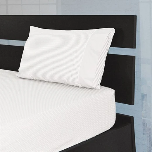 Cannon dots and stripes bed sheet set, white color, queen size, 4 pieces - Cannon - Image 2