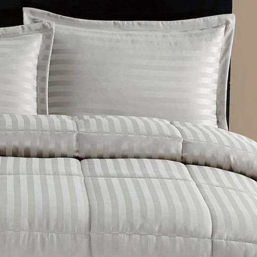 Nova home ultrastripe hotel style comforter set, grey color, twin size, 4 pieces - Nova Home - Image 3