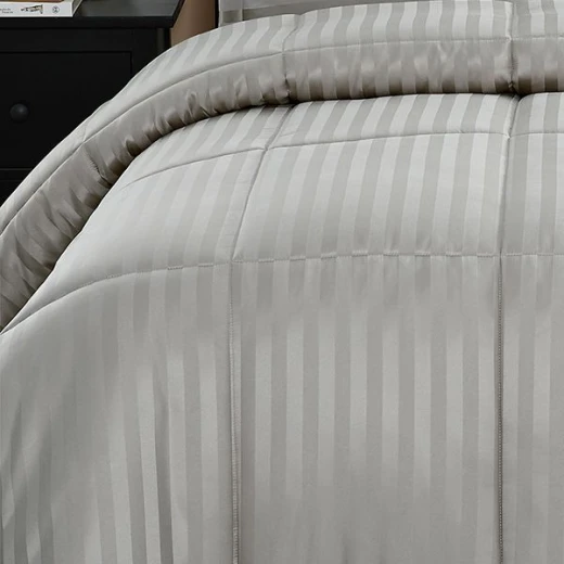 Nova home ultrastripe hotel style comforter set, grey color, twin size, 4 pieces - Nova Home - Image 2