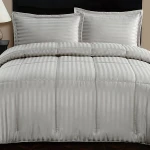 Nova home ultrastripe hotel style comforter set, grey color, twin size, 4 pieces - Nova Home