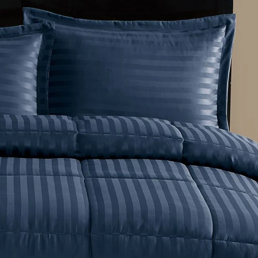 Nova Home UltraStripe Hotel Style Comforter Set, Navy Blue Color, Twin Size, 4 Pieces - Nova Home - Image 3
