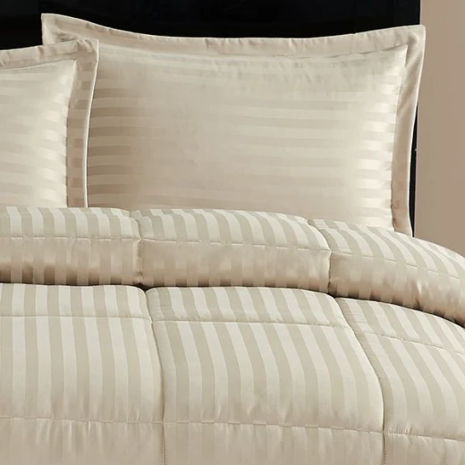 Nova home ultrastripe hotel style comforter set, sand color, twin size, 4 pieces - Nova Home - Image 2