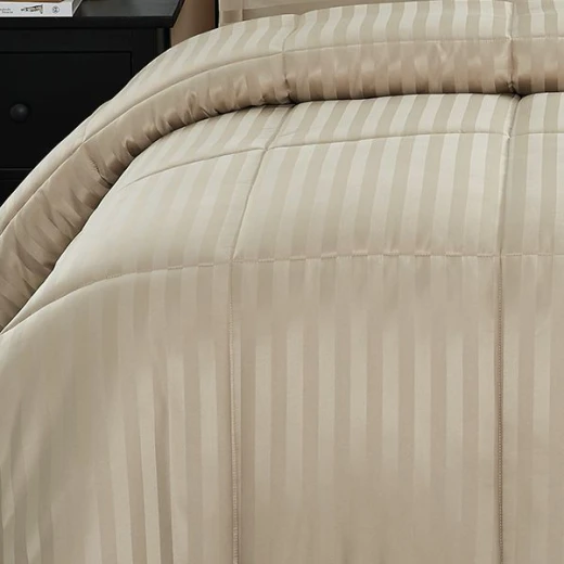 Nova home ultrastripe hotel style comforter set, sand color, twin size, 4 pieces - Nova Home - Image 4