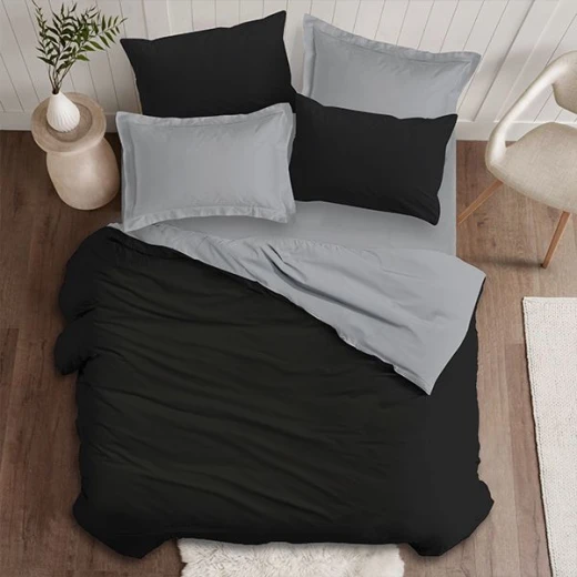 Nova Home Plain Comforter Set, Black And Grey Color, Twin Size, 4 Pieces Nova Home Plain Comforter Set, Black And Grey Color, Twin Size, 4 Pieces
