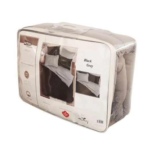 Nova Home Plain Comforter Set, Black And Grey Color, Twin Size, 4 Pieces - Nova Home - Image 5