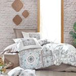 طقم لحاف بتصميم مطبوع, باللون الأبيض, حجم مجوز, 6 قطع من نوفا هوم - نوفا هوم