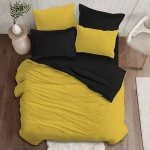 Nova home plain comforter set, yellow and black color, king size, 6 pieces - Nova Home