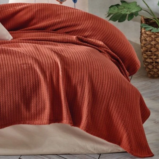 Nova Home Plumy Pique Bedspread Set, Cotton, Orange Color, Twin Size, 3 Pieces - Nova Home - Image 3