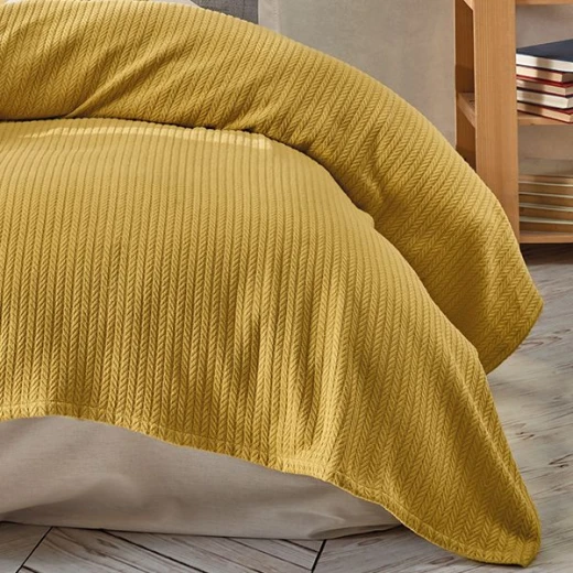 Nova Home Trigon Pique Bedspread Set, Yellow Color, King Size, 4 Pieces - Nova Home - Image 2