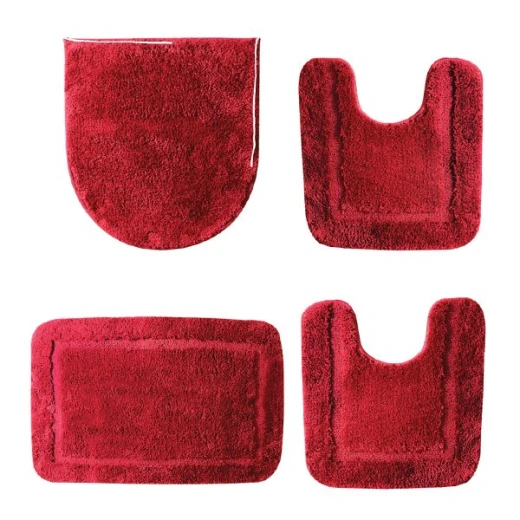 Nova Home Table Tufted Bath Mat Set, Burgundy Color, 4 Pieces Nova Home Table Tufted Bath Mat Set, Burgundy Color, 4 Pieces