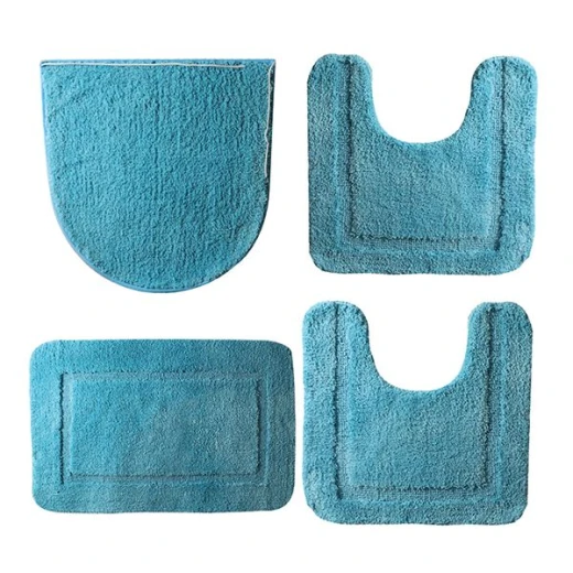 Nova Home Table Tufted Bath Mat Set, Blue Color, 4 Pieces