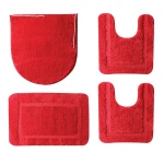 Nova Home Table Tufted Bath Mat Set, Red Color, 4 Pieces - Nova Home