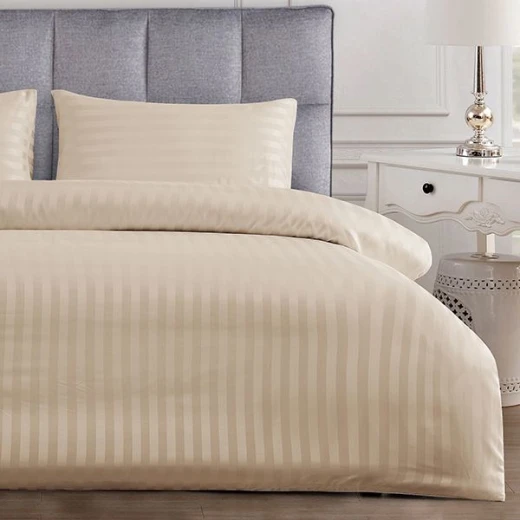 Nova Home UltraStripe Hotel Style Duvet Cover Set, Queen Size, Beige Color - Nova Home - Image 2