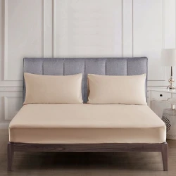 Nova Home UltraPlain Fitted Sheet Set, Queen Size, Light Brown Color